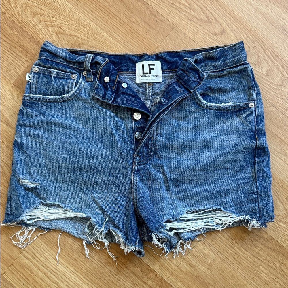 Lovers and Friends Denim Shorts Cut Off High Waist Button Fly Size 27